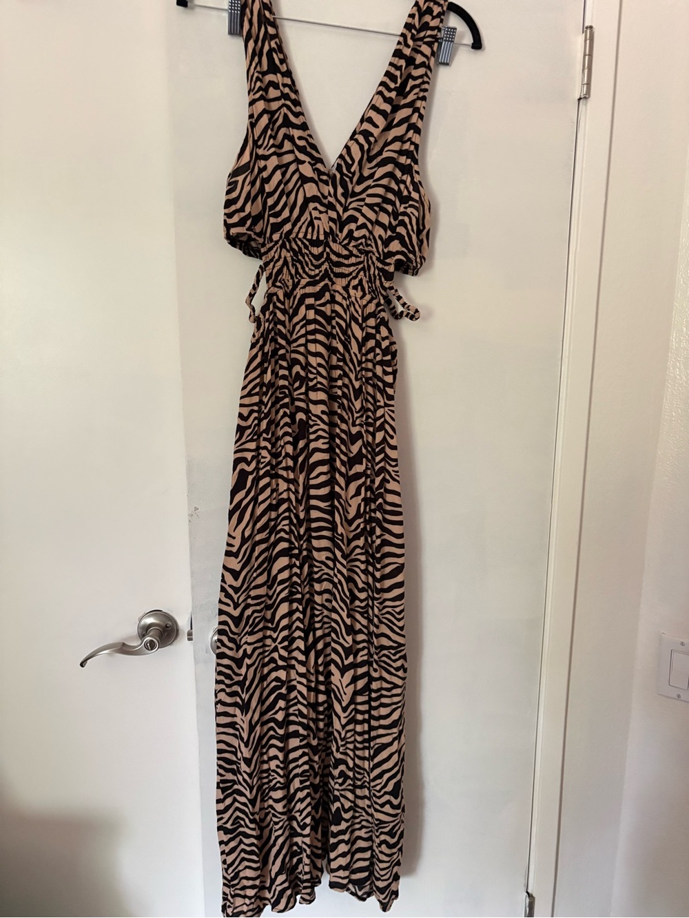 Justify Zebra-Print Maxi Dress in Black and Tan